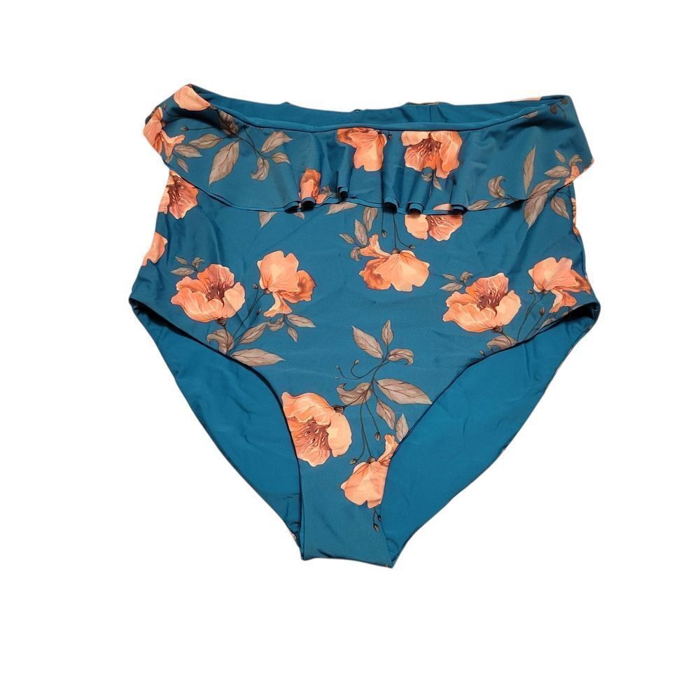 CORAL REEF Floral High-Waisted Swim Bottoms SIZES XL AND XXL